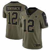Nike Dallas Cowboys 12 Roger Staubach 2021 Olive Salute To Service Limited Jersey Dyin,baseball caps,new era cap wholesale,wholesale hats